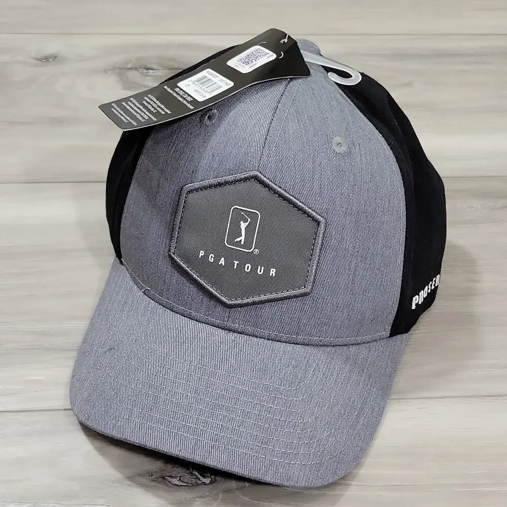 PGA Tour Hat Cap Quiet Shade Snapback One Size Gray Black OS